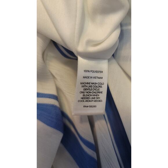 EXPRESS WOMEN’S SHEER MAXI DRESS SIZE XS BLUE AND WHITE STRIPE - Picture 7 of 7